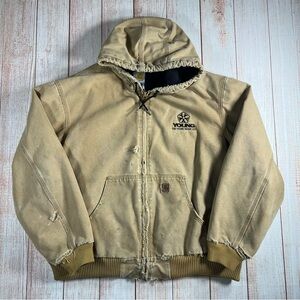 Vintage Carhartt J130 CML Mens XXL Faded Quilt Lined Work Jacket Embroidered